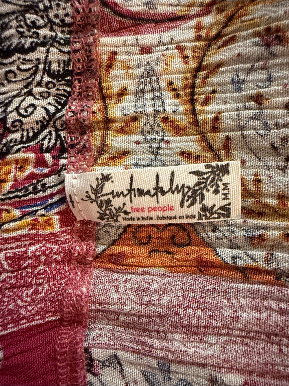 Free People Cream Lace & Pink Orange Patchwork Mini Dress - Picture 7 of 9